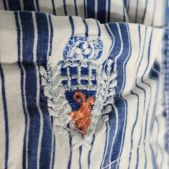 Catrina LTD Blue & White Striped Button Down Long Sleeve Top w/Pocket Sz Medium - Picture 5 of 12